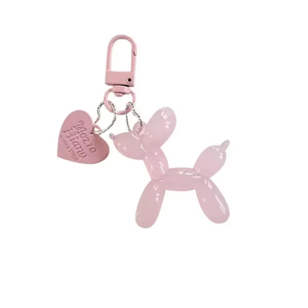 Cool Pink Jelly Dog Poodle Keychain Key Holder Bag